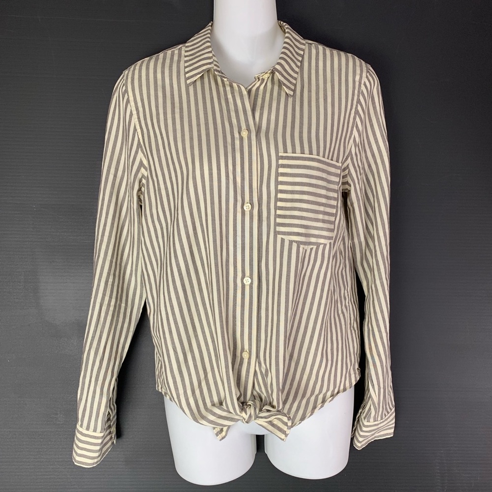 🎈Madewell Tie-Front Striped Cropped Shirt Top NWT - Picture 5 of 8